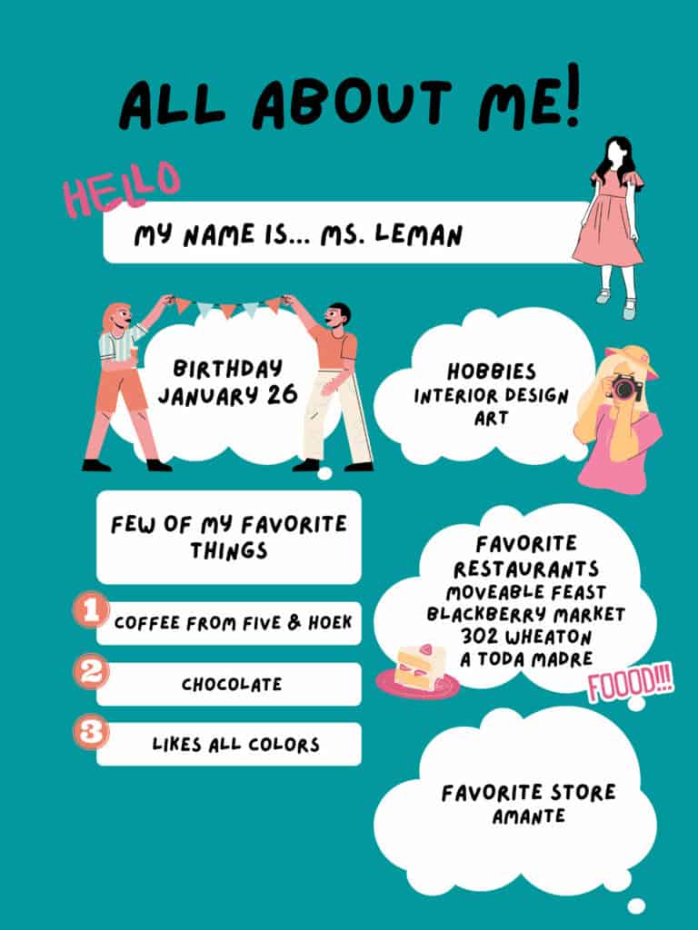 Ms. Leman's teachers favorite things poster
