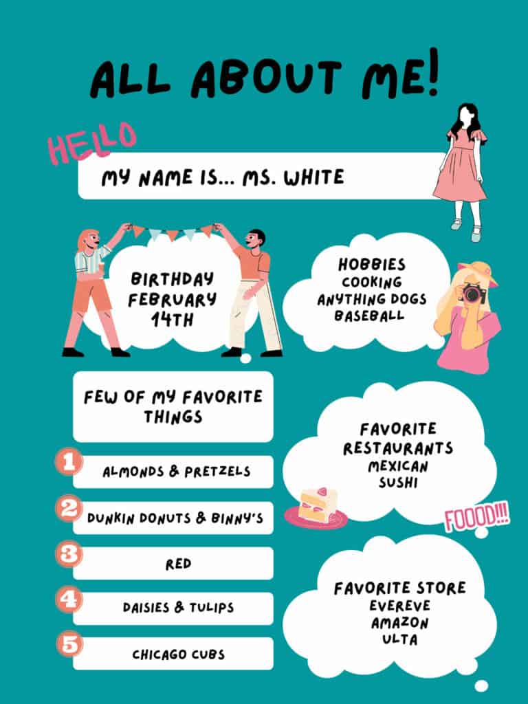 Ms. White's teachers favorite things poster