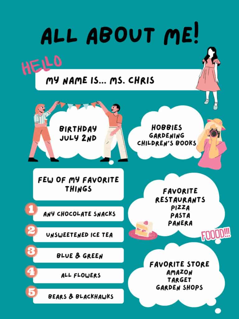Ms. Chris' teachers favorite things poster
