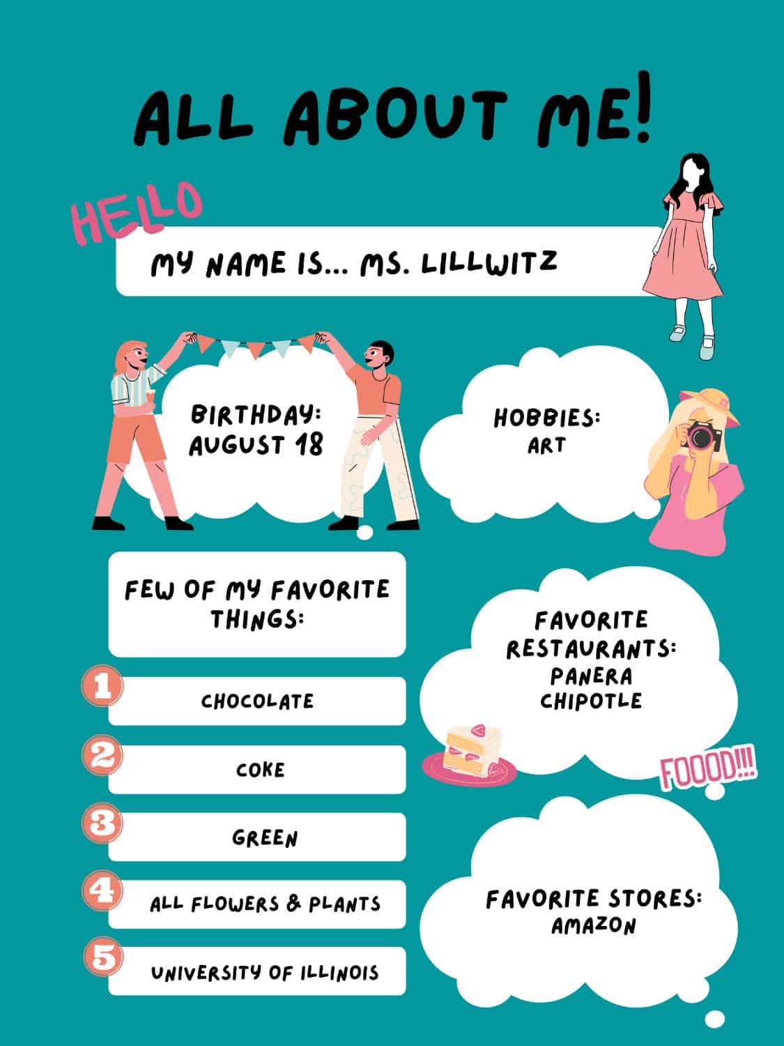 Ms. Lillwitz's teachers favorite things poster