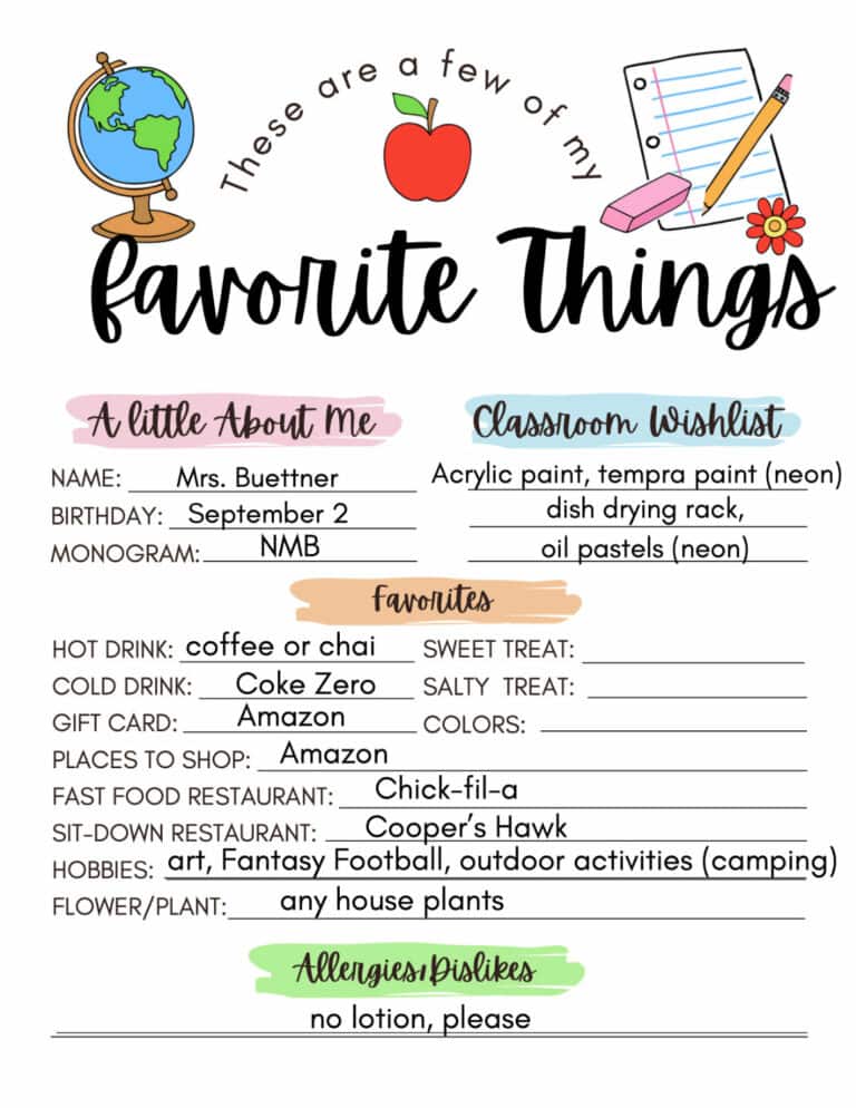 Ms. Buettner - 2023/24 favorite things